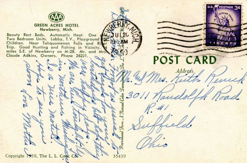 Green Acres Motel - Old Postcard